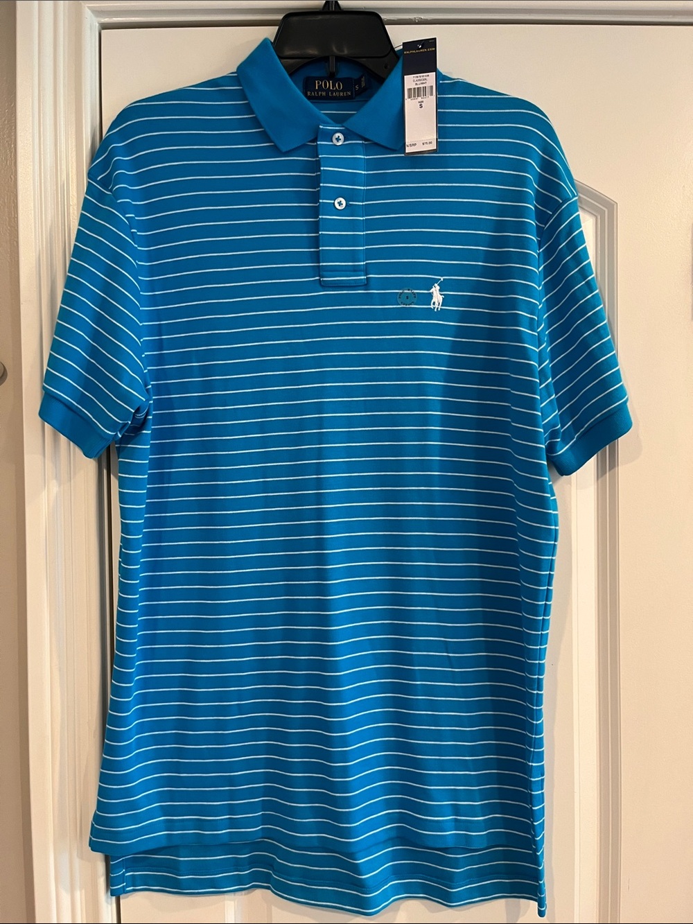 Polo by Ralph Lauren Men’s Turquoise Blue White-Striped Polo